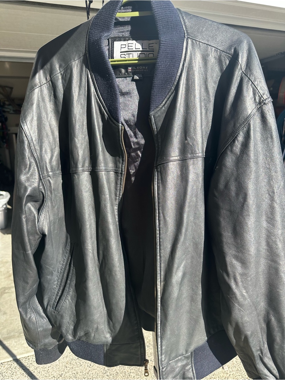 Vintage Wilsons Leather Pelle Studio Black Bomber Jacket Real Genuine Leather